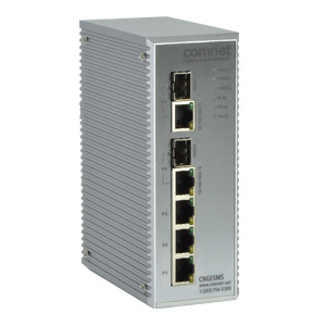 ComNet CNGE5MS: Ethernet Switch, 5 Ports: Industrial, 3 x Gigabit Electrical, 2 x Gigabit Electrical / Fibre SFP Combo Ports, Managed