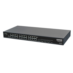 ComNet CNGE28FX4TX24MS: Ethernet Switch, 28 Ports: 24 x Gigabit Electrical Ports, 4 x Gigabit Fibre SFP Ports, Managed