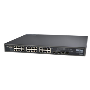 ComNet CNGE28FX4TX24MSPOE+: Ethernet Switch, 28 Ports: 24xGigabit Electrical, 4xGigabit Fibre Ports, PoE+, Managed