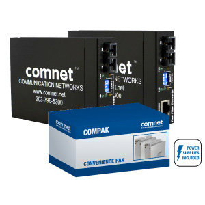 ComNet COMPAKFE: Ethernet Media Converter Kit, 10/100Mbps, 1 Channel, 1 Fibre, Multimode or Singlemode, Commercial Grade