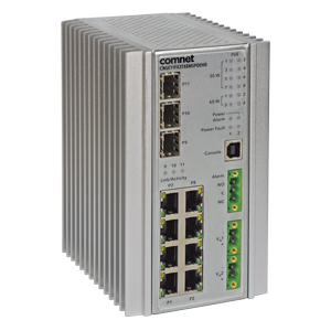 ComNet CNGE11FX3TX8MS: Ethernet Switch, 11 Ports: 8 x Gigabit Electrical, 1 x Gigabit Fibre SFP & 2 x 2.5GBps Fibre SFP Ports, PoE, Managed