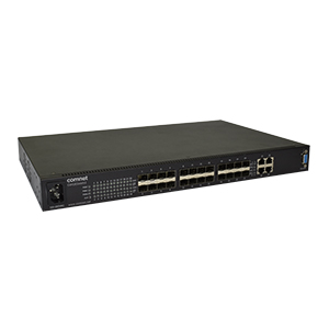 Comnet Ethernet Switch, 24 Ports: 20 x 100/1000Base-FX + 4 × Gigabit Combo Ports, Managed