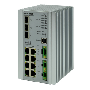 ComNet CNGE3FE8MS[POE][HO]: Ethernet Switch, 11 Ports: 8 x 10/100 Electrical, 3 x Gigabit Fibre SFP Ports, 30/60W PoE+, Managed